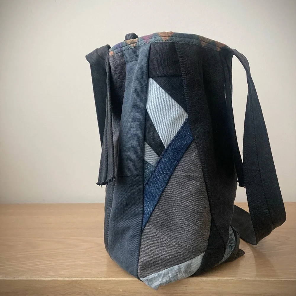 joodito origami japanese boro crossbody patchwork denim jean slouchy handbag bag - Picture 7 of 15
